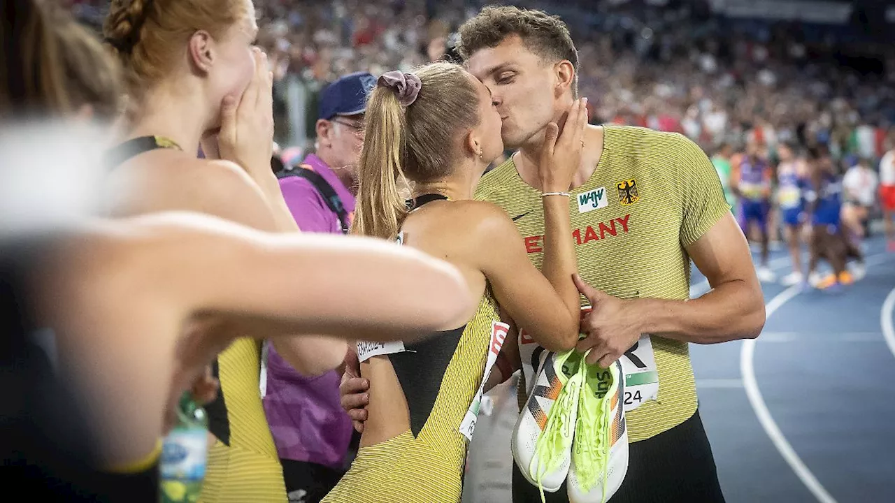 Leichtathletik-EM: Deutscher Lauf-Star Jean Paul Bredau bekommt Kuss nach Bronze-Medaille