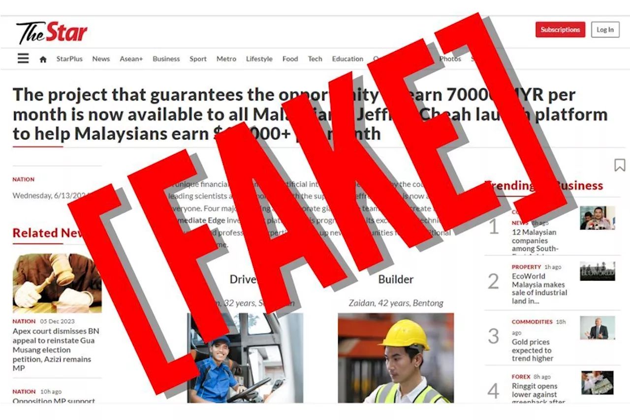 Beware fake Jeffrey Cheah news on scam site impersonating The Star