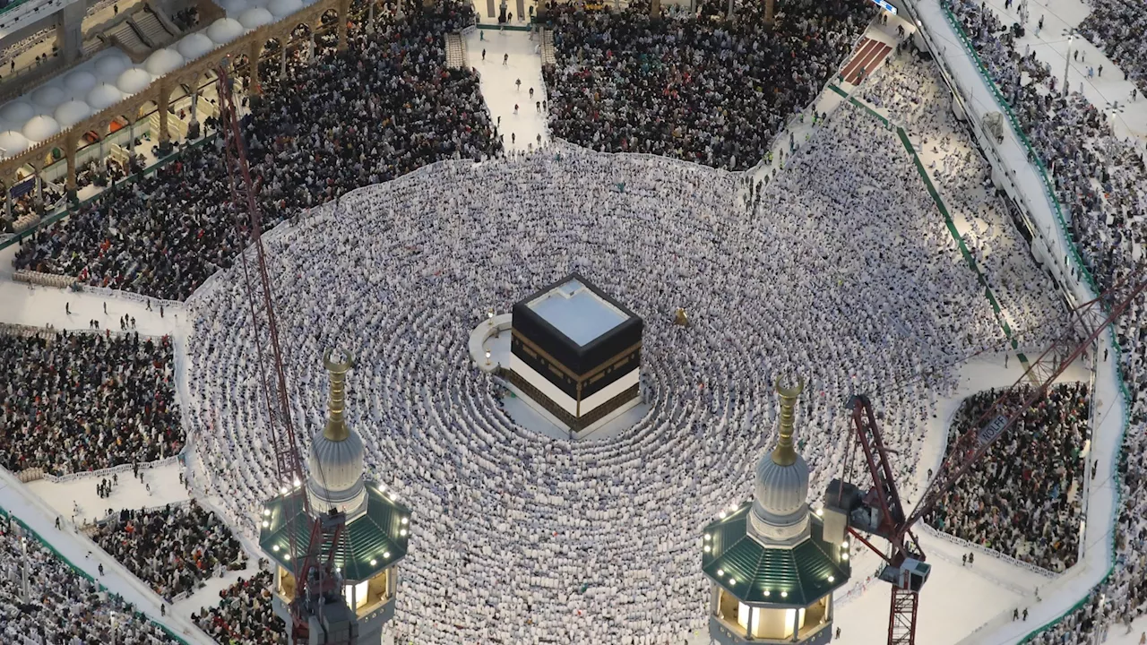 First of 1.5MILLION Muslim pilgrims are pictured descending on Mecca for Hajj amid warning Gaza protests...