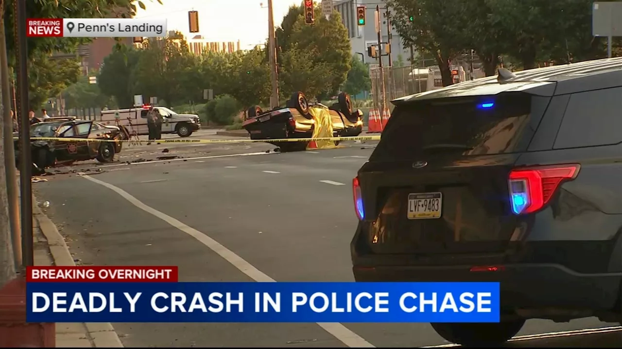 At least 1 dead after crash during police chase near Penn's Landing in Philadelphia