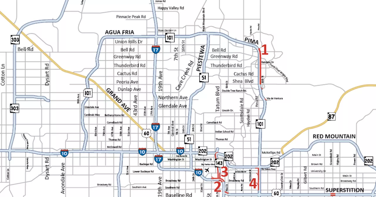 Northbound Loop 101, SR 143, other freeway closures this weekend (June 14-17)