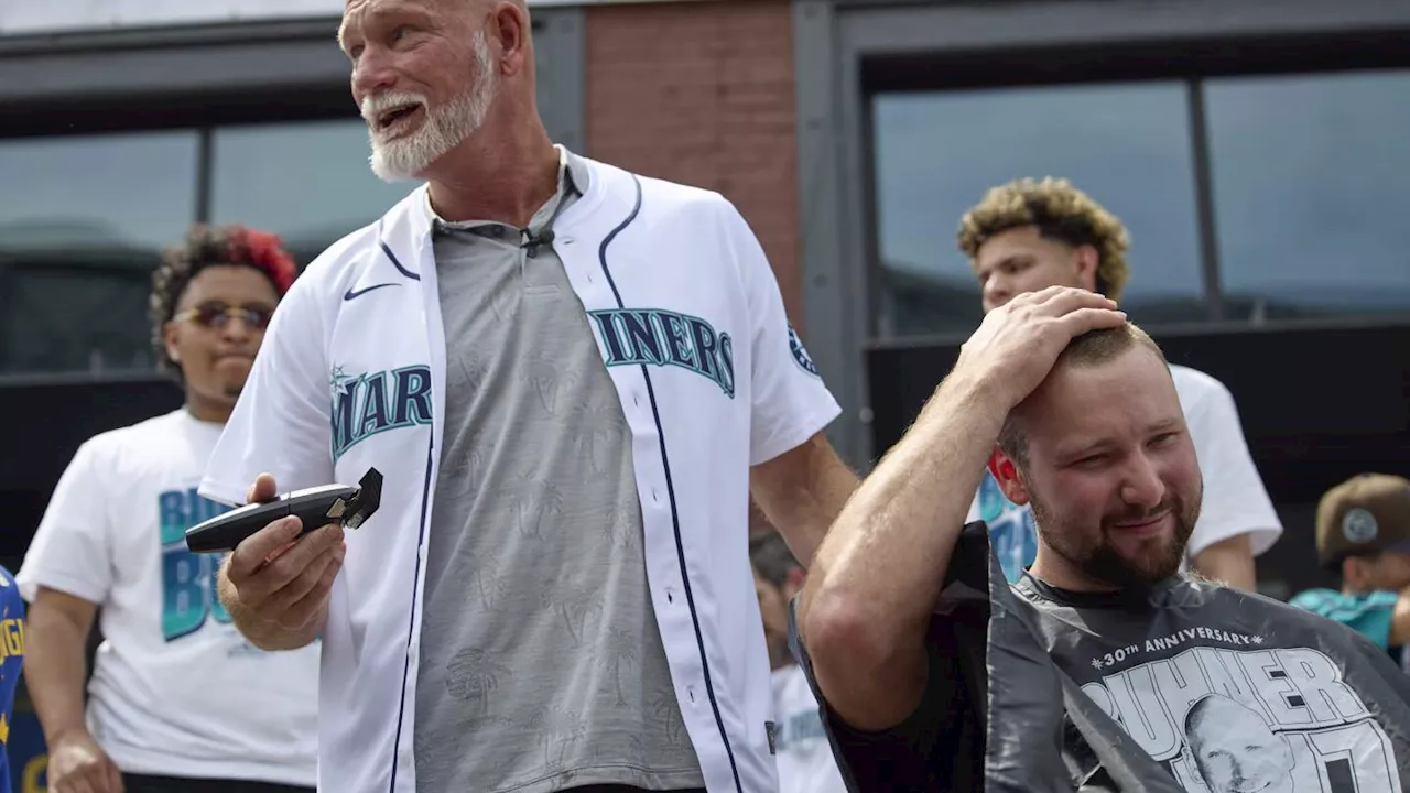 Cal Raleigh gets a trim as Mariners celebrate 30th anniversary of 'Buhner Buzz Cut' night