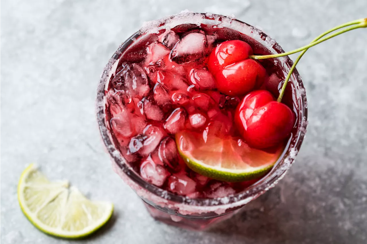 Cherry Margarita with homemade spiced syrup