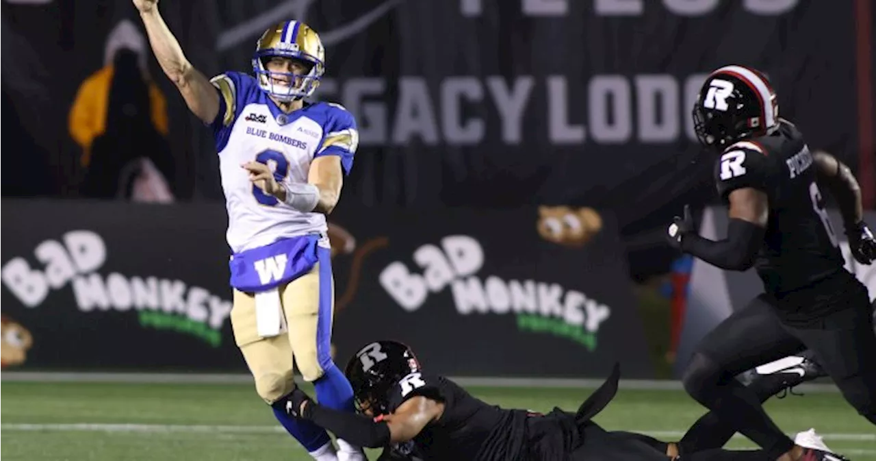 Winnipeg Blue Bombers 0-2 for 1st time since 2016 after 23-19 loss to RedBlacks