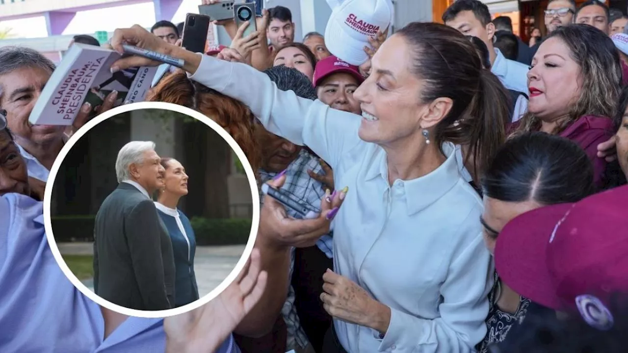 Claudia Sheinbaum arranca gira con AMLO; la reciben en Monterrey con gritos de 'presidenta'