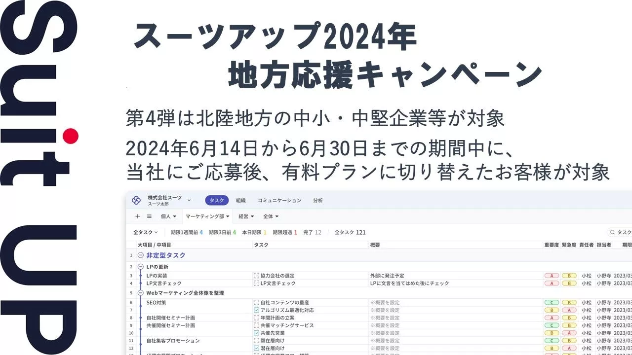 「スーツアップ2024年地方応援キャンペーン」第4弾（北陸地方）のお知らせ