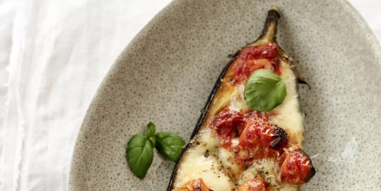 Roasted aubergines with smoky tomato sauce and mozzarella