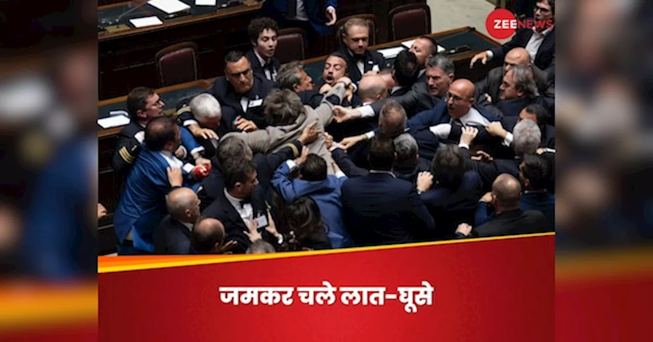 Italian Parliament: G-7 की बैठक से पहले इटली की संसद में जमकर चले लात-घूसे, देखें Video