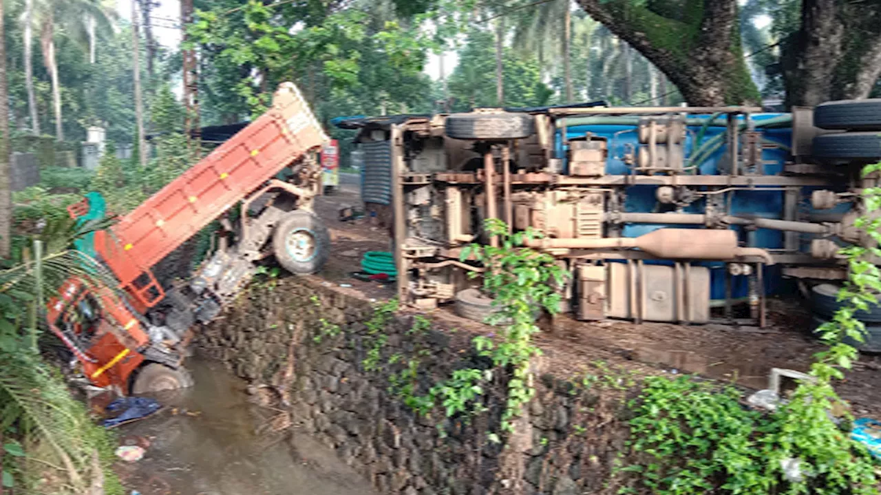 Road Accident: ടാങ്കർ ലോറി നിർത്തിയിട്ട ടിപ്പർ ലോറിക്ക് പുറകിലിടിച്ച് മറിഞ്ഞ് അപകടം; രണ്ടുപേർക്ക് പരിക്ക്