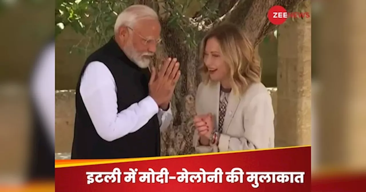 VIDEO: हाथ जोड़कर नमस्ते.. बातों का दौर, कुछ इस अंदाज में मेलोनी से मिले पीएम मोदी