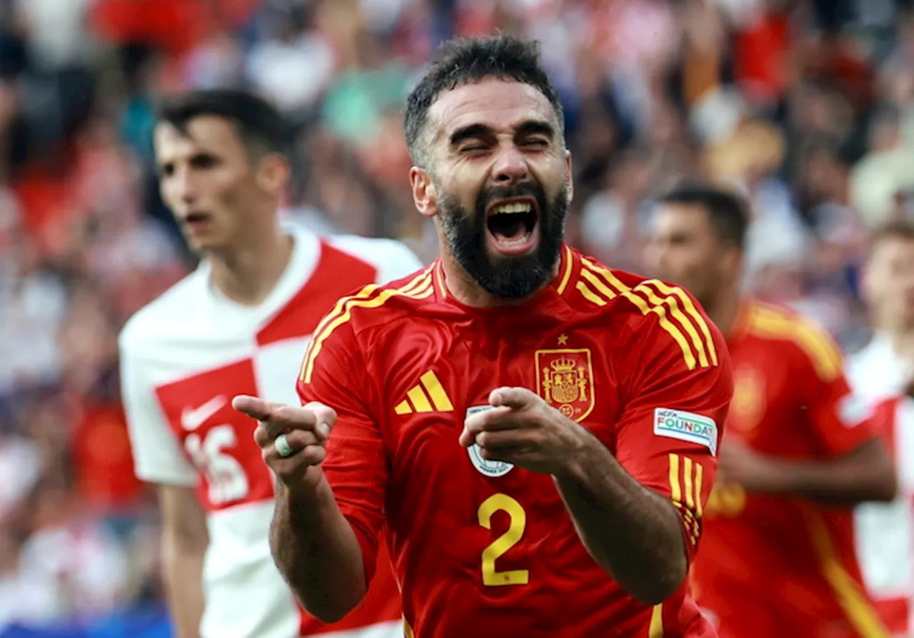 L'esultanza di Dani Carvajal dopo la rete alla Croazia