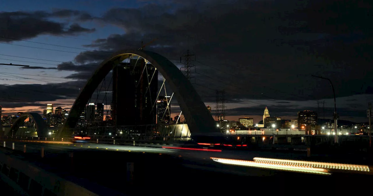 Thieves pilfer Los Angeles' iconic 6th Street Bridge for metal, leaving the landmark in the dark