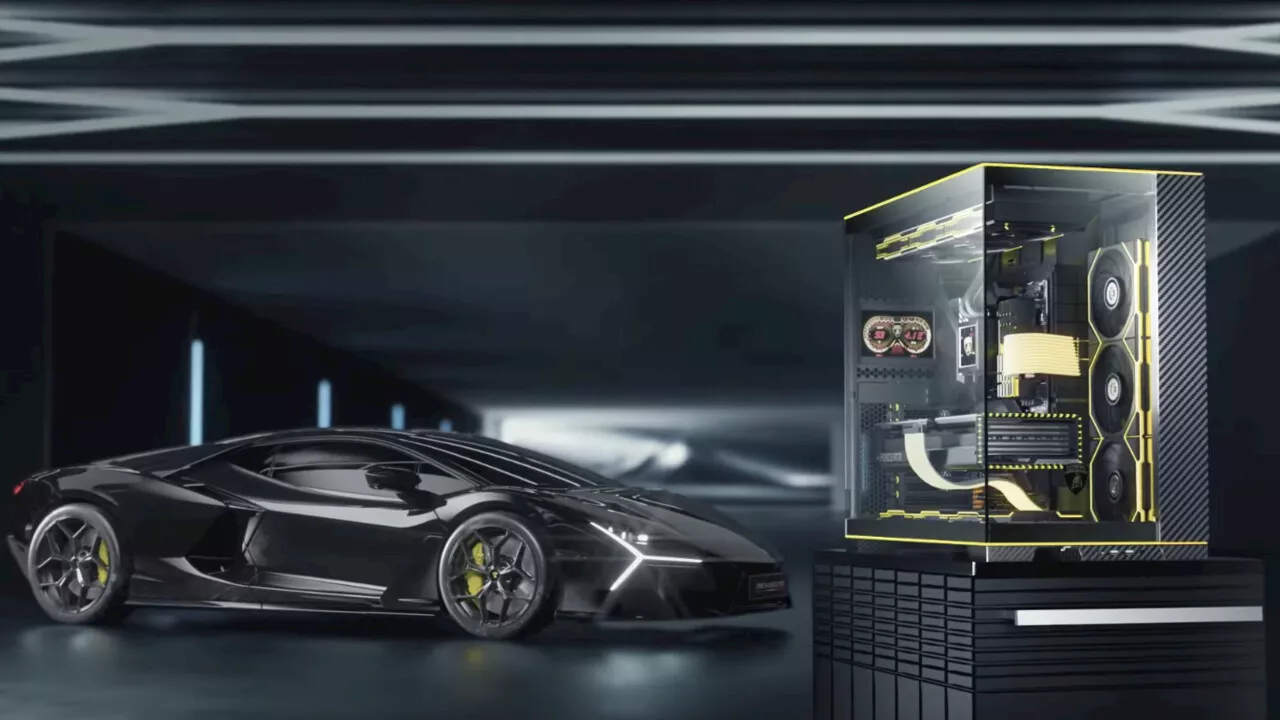 Automobili Lamborghini: Lian Li gibt dem O11D Evo Lambo-Design und Tacho-Display