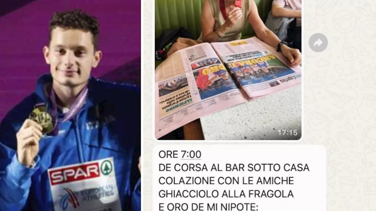 Tortu e il messaggio della nonna dopo l'oro agli Europei di atletica, la foto