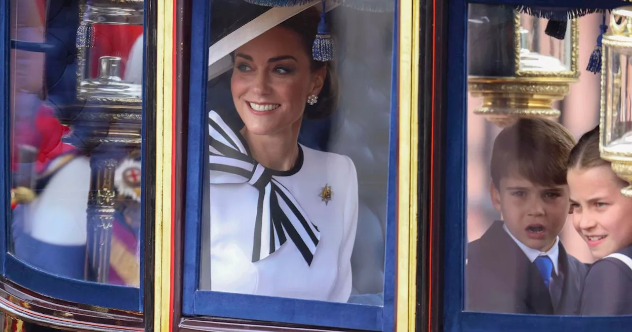 George, Charlotte and Louis look sweet with smiling Kate at Trooping the Colour