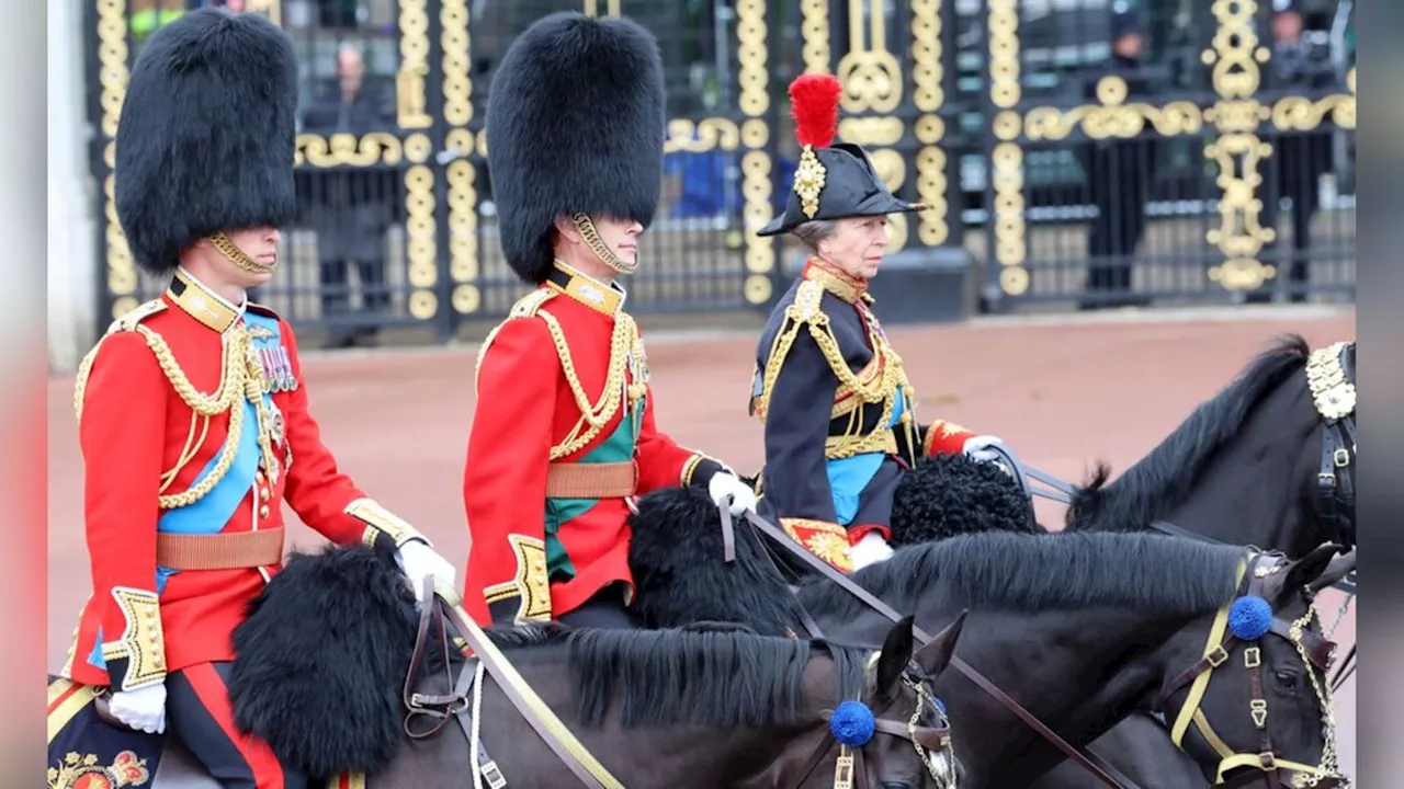 'Trooping the Colour': William, Edward und Anne reitend bei Parade