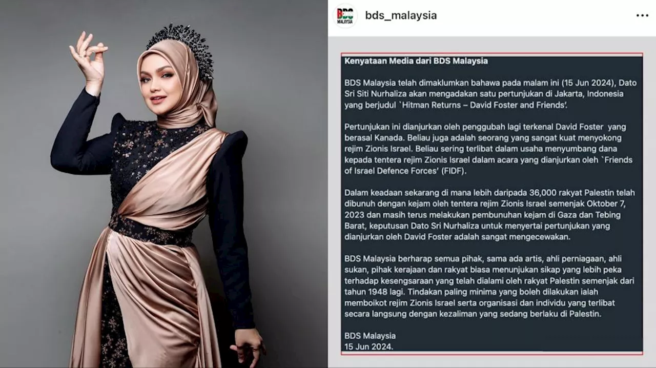 Sertai konsert Hitman Returns-David Foster, BDS kritik Datuk Seri Siti Nurhaliza