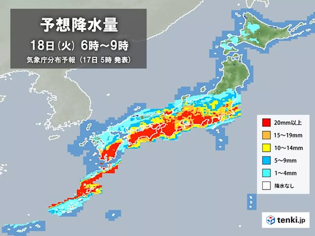 梅雨前線北上 明日18日は九州～関東に活発な雨雲 朝の通勤時に滝のような雨の所も(気象予報士 戸田 よしか 2024年06月17日)