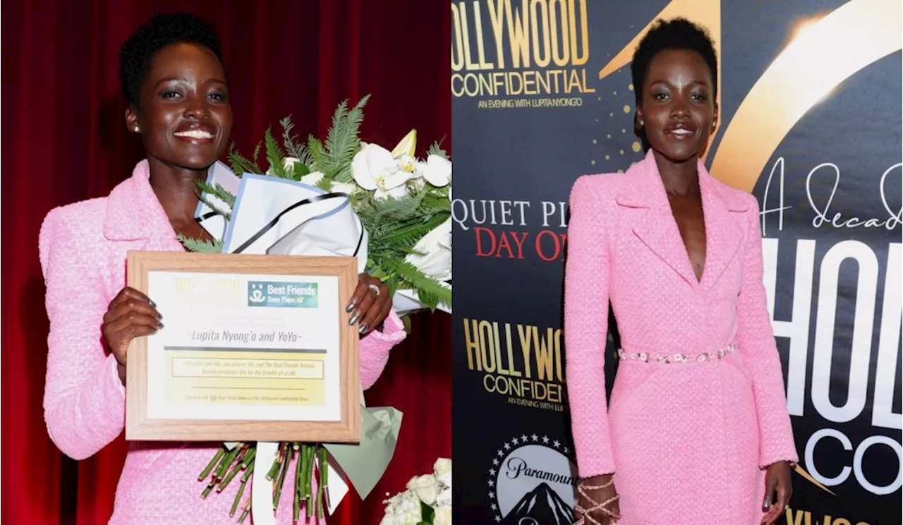 Lupita Nyong’o Pops in Pink Chanel Tweed Coatdress While Promoting ‘A Quiet Place: Day One’