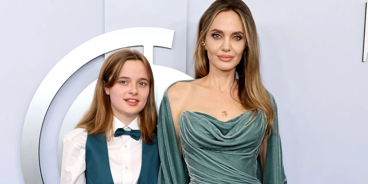 Angelina Jolie and Daughter Vivienne Matched in Jewel Tones on the Tony Awards Red Carpet