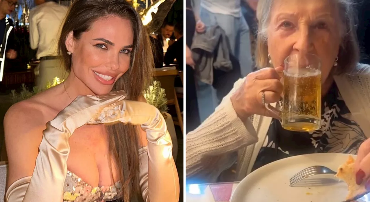 Ilary Blasi, cena nella pizzeria “economica” con nonna Marcella (93 anni): la gag esilarante con la birra