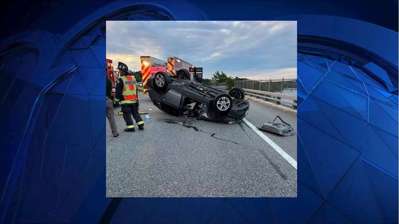 Driver arrested after rollover crash closes I-293 in Manchester, NH