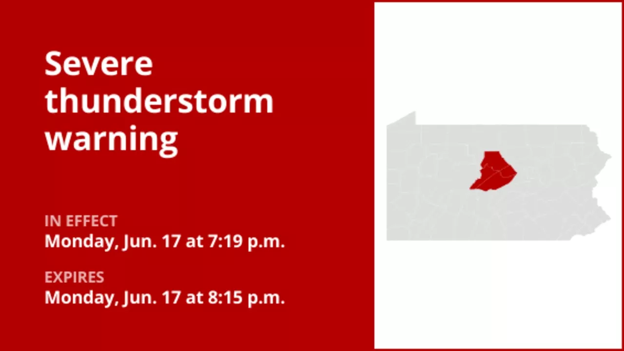 Update: Thunderstorms with damaging winds and quarter-sized hail in Centre and Clinton counties Monday