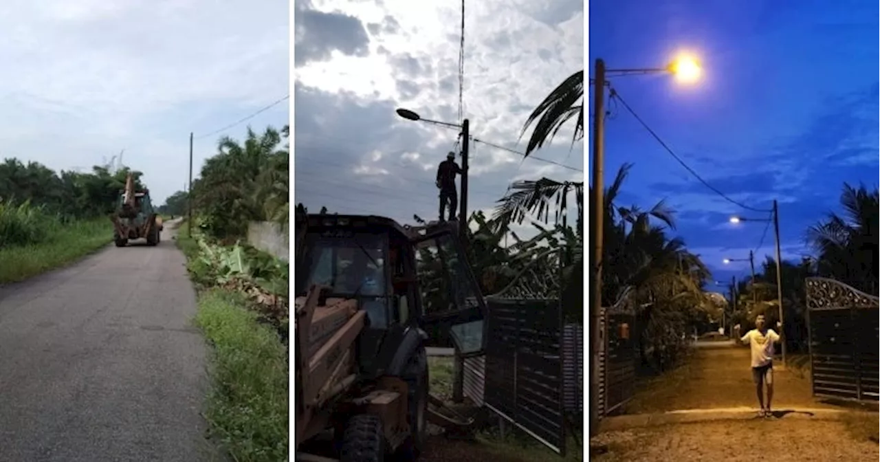  Kind M'sian Man Spends Own Money to Light Up Dark Road in His Residential Area