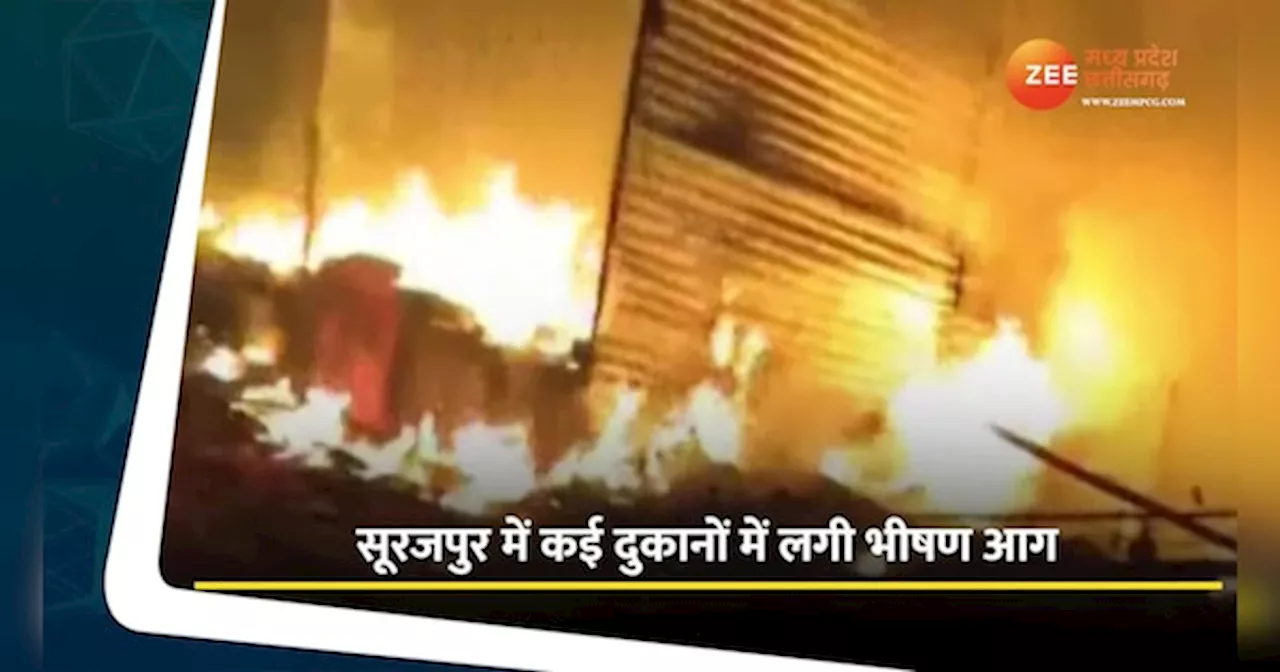 Video: सूरजपुर में कई दुकानों में लगी भीषण आग, कुदरगढ़ देवी मंदिर के पास की घटना