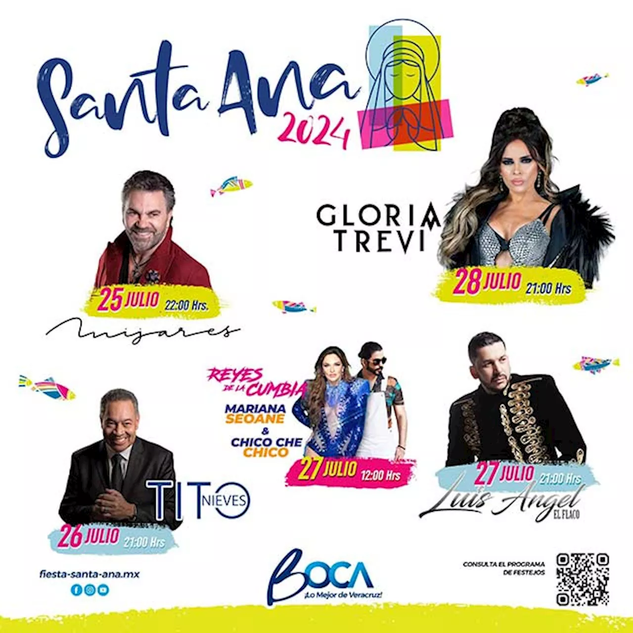 Mijares, Gloria Trevi y Tito Nieves, en las Fiestas de Santa Ana 2024