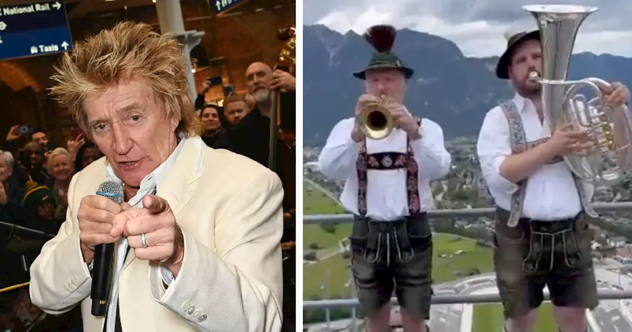 Sir Rod Stewart serenaded by lederhosen-clad men as superfan mayor thanks rocker