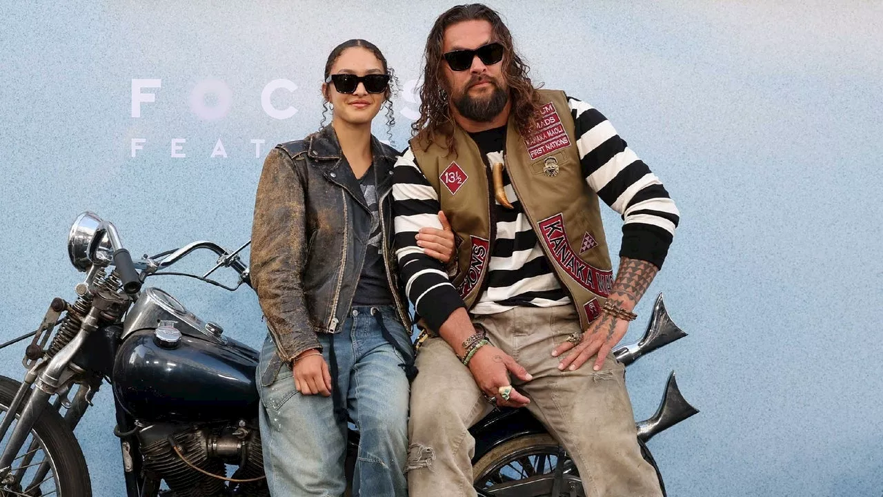 Jason Momoa and Daughter Lola Arrive on Motorcycle to 'Bikeriders' Premiere in Hollywood