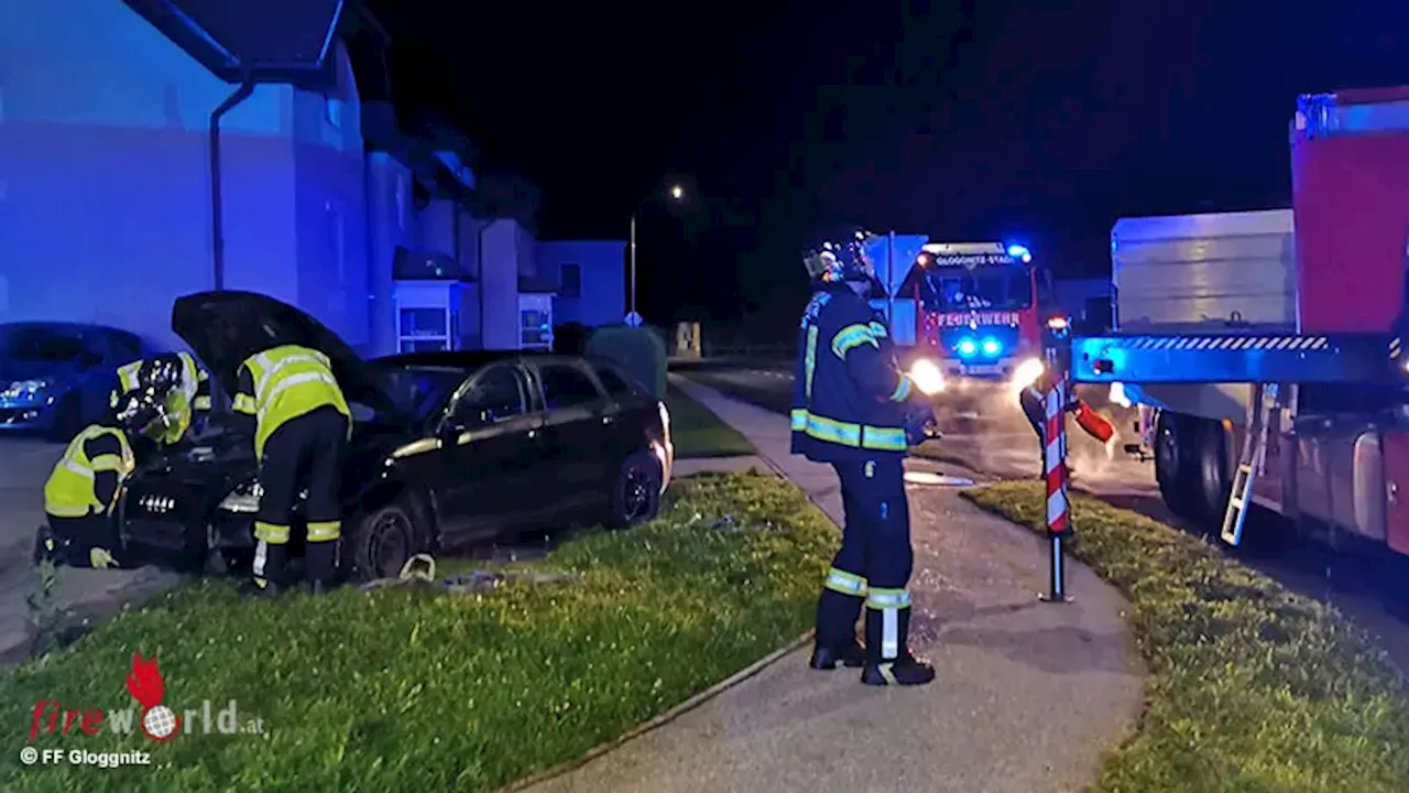 Nö: Unfall-Bergearbeiten und Pkw-Unfall durch medizinischen Notfall in Gloggnitz