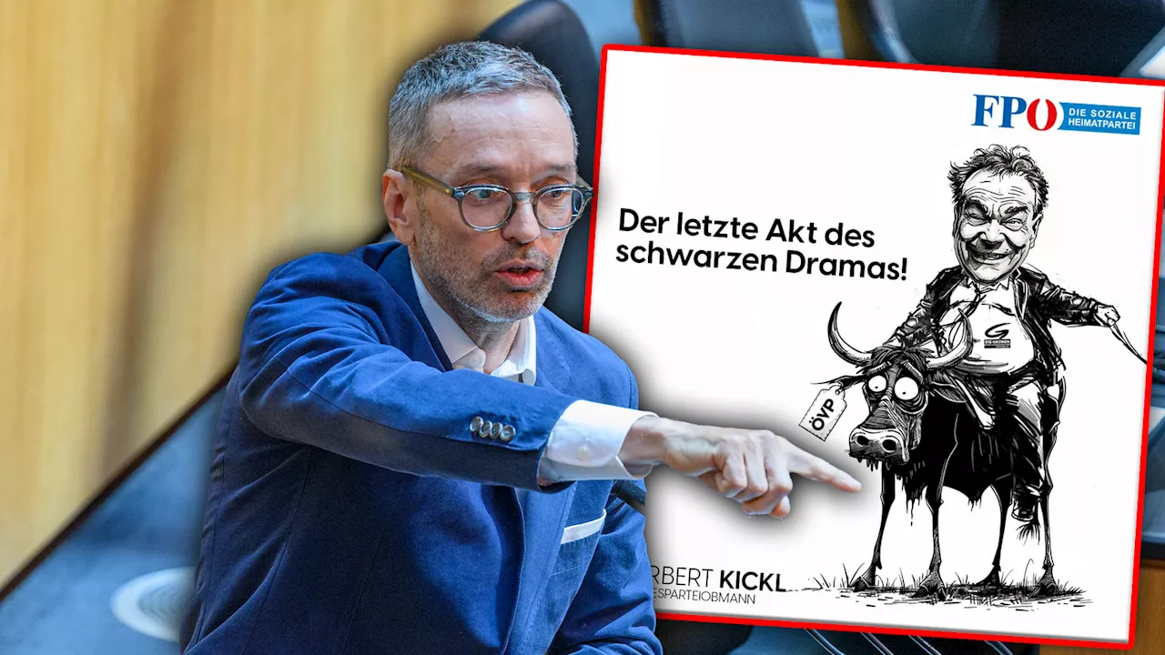 'Schmierentheater' – Kickl verspottet ÖVP mit Karikatur