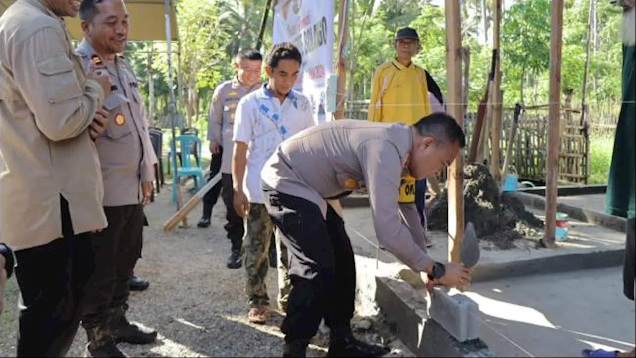 Peringati Hari Bhayangkara Ke 78, Polres Bone Bolango Letakan Batu Pertama Program Bedah Rumah