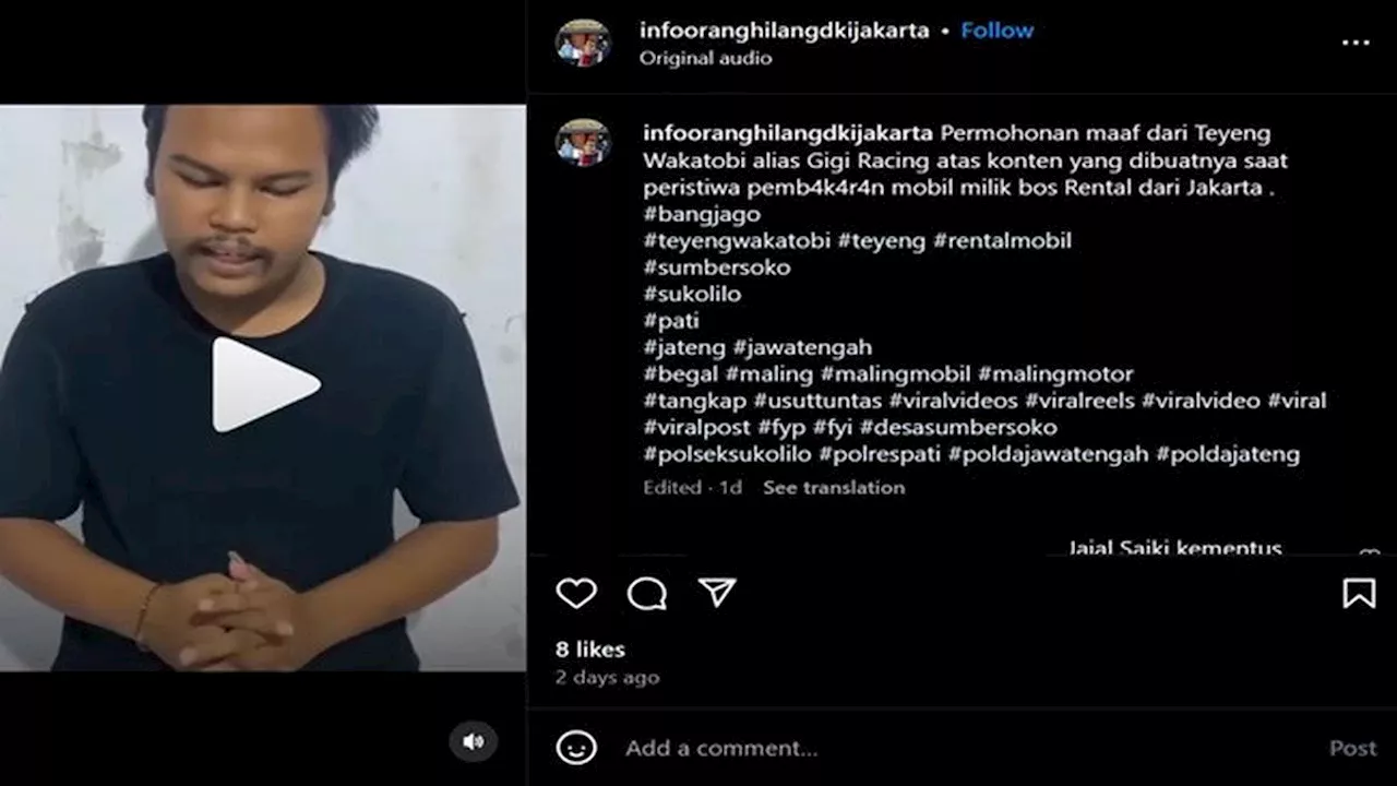 Selebgram Teyeng Wakatobi Minta Maaf Buntut Video Viral di Lokasi Pengeroyokan Bos Rental Mobil