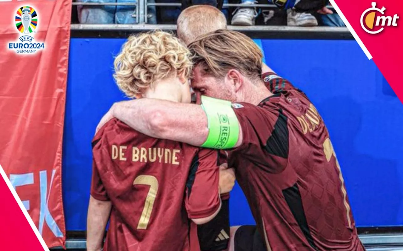 Kevin De Bruyne fue consolado por sus hijos tras derrota de Bélgica ante Eslovaquia