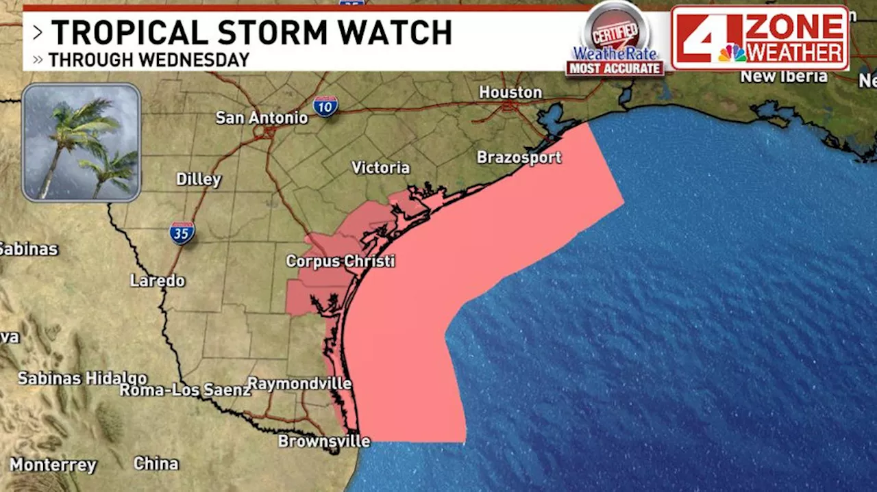 South Texas tropical rainfall with flooding risk from approaching storm