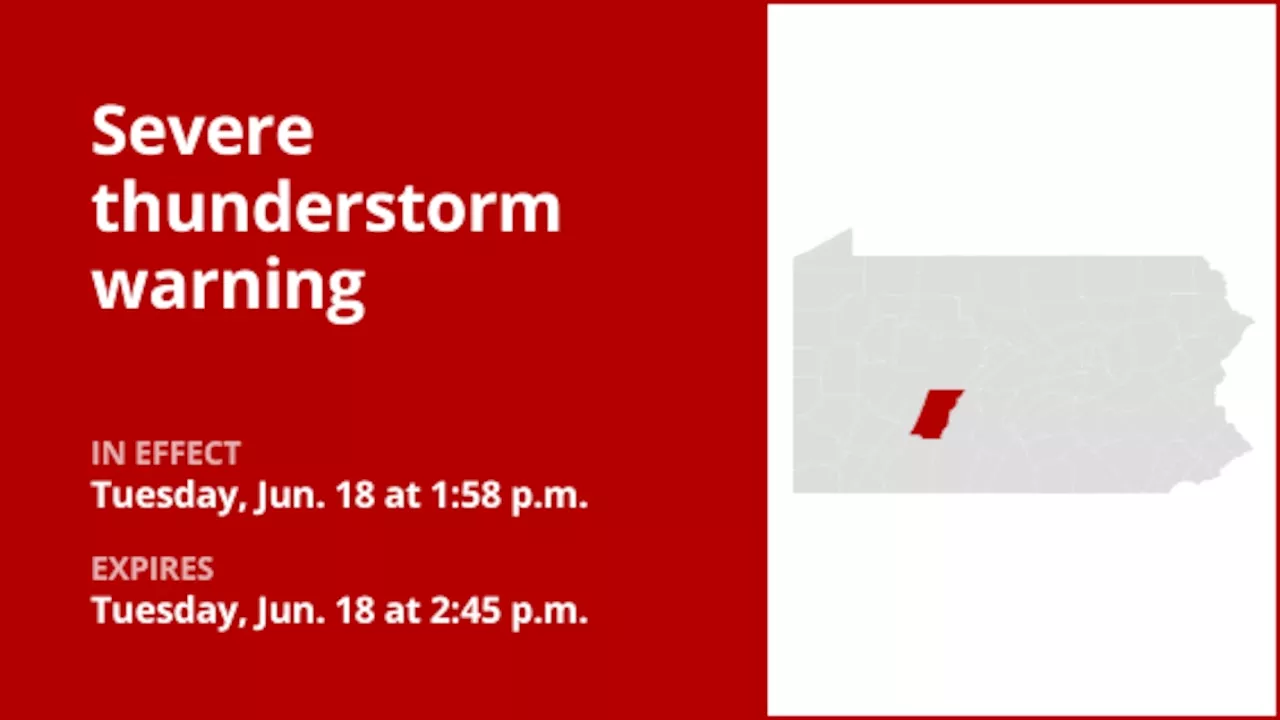 Thunderstorms with damaging winds and quarter-sized hail in Cambria County Tuesday