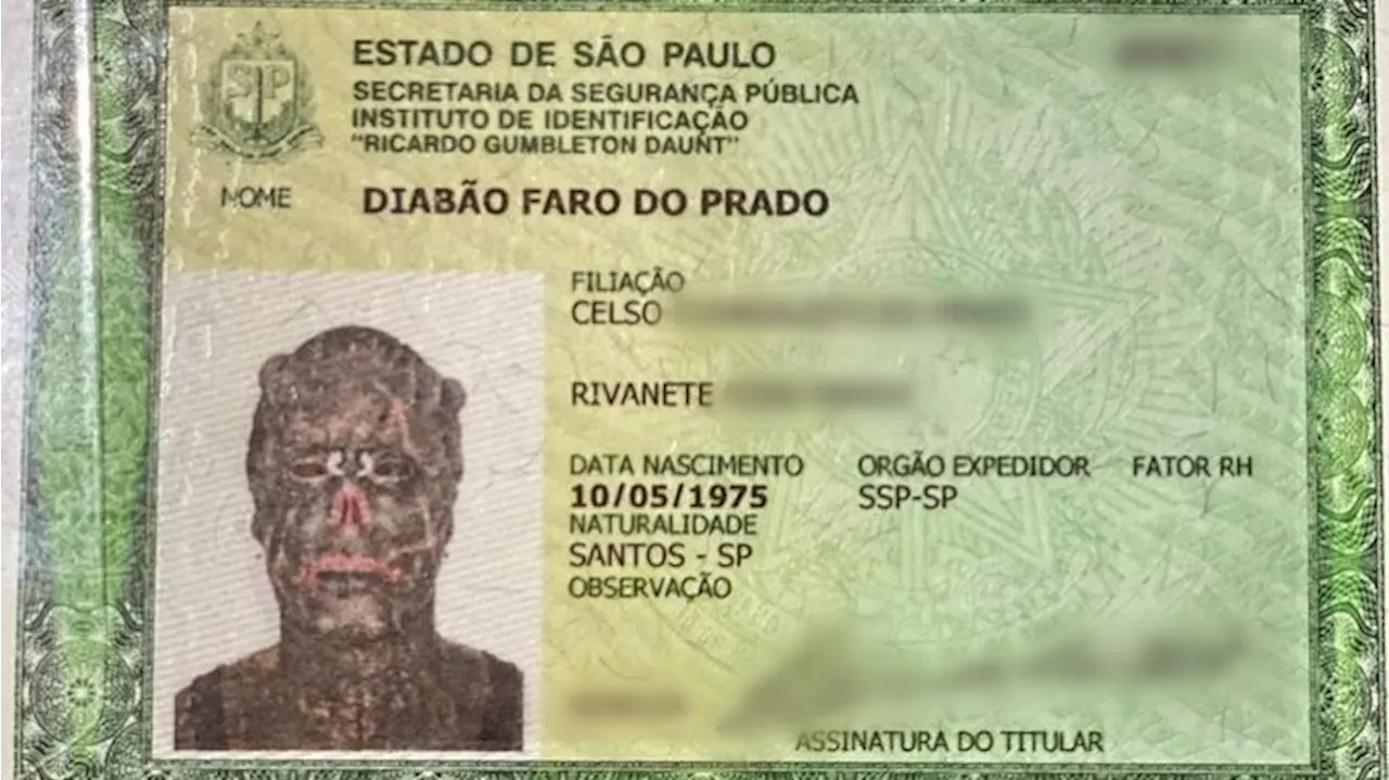 Diabão, tatuador incluído no Guinness Book, recebe RG com foto e nome atualizados