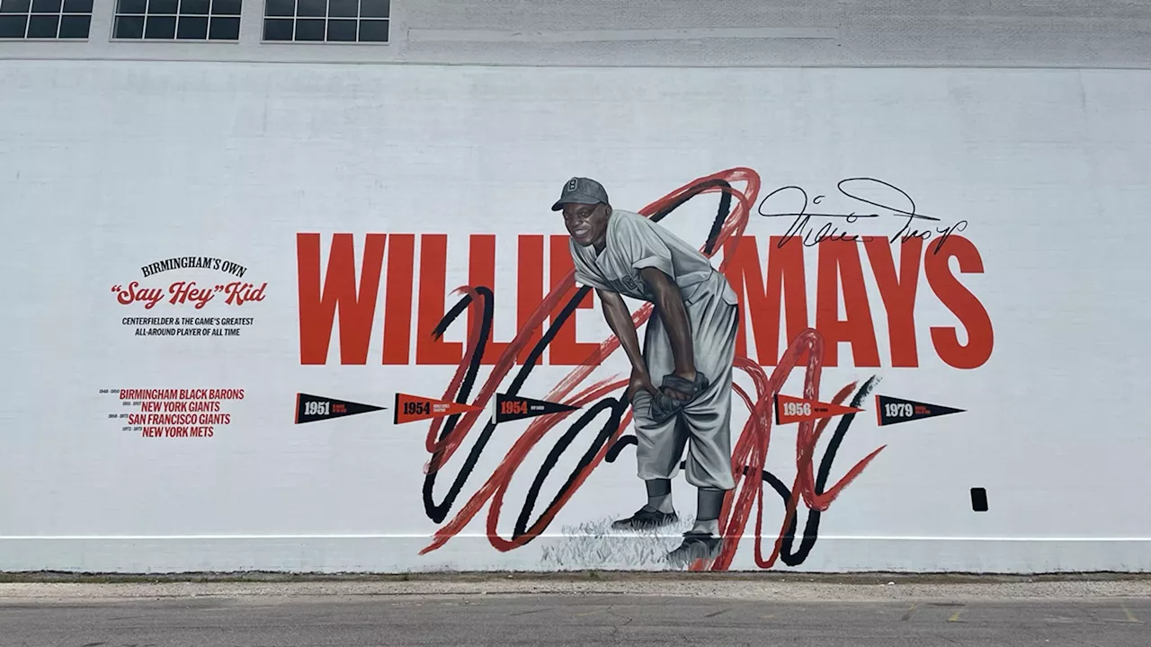 New mural honoring Willie Mays unveiled in Birmingham ahead of historic MLB game at Rickwood Field