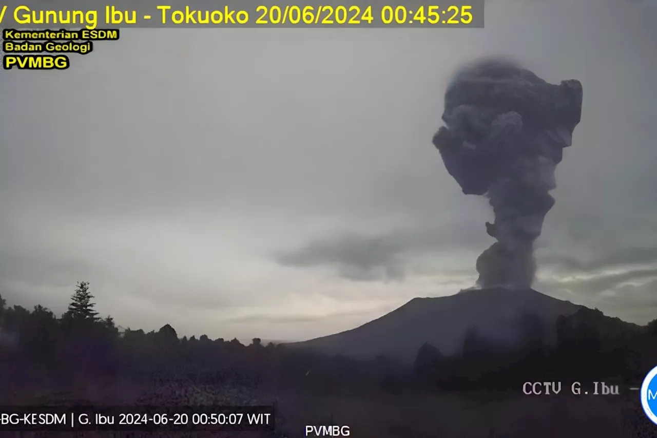 Gunung Ibu muntahkan abu vulkanik setinggi tiga kilometer