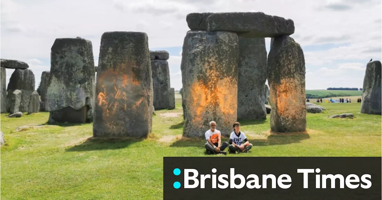 Stonehenge spray-painted orange in latest action by climate protesters