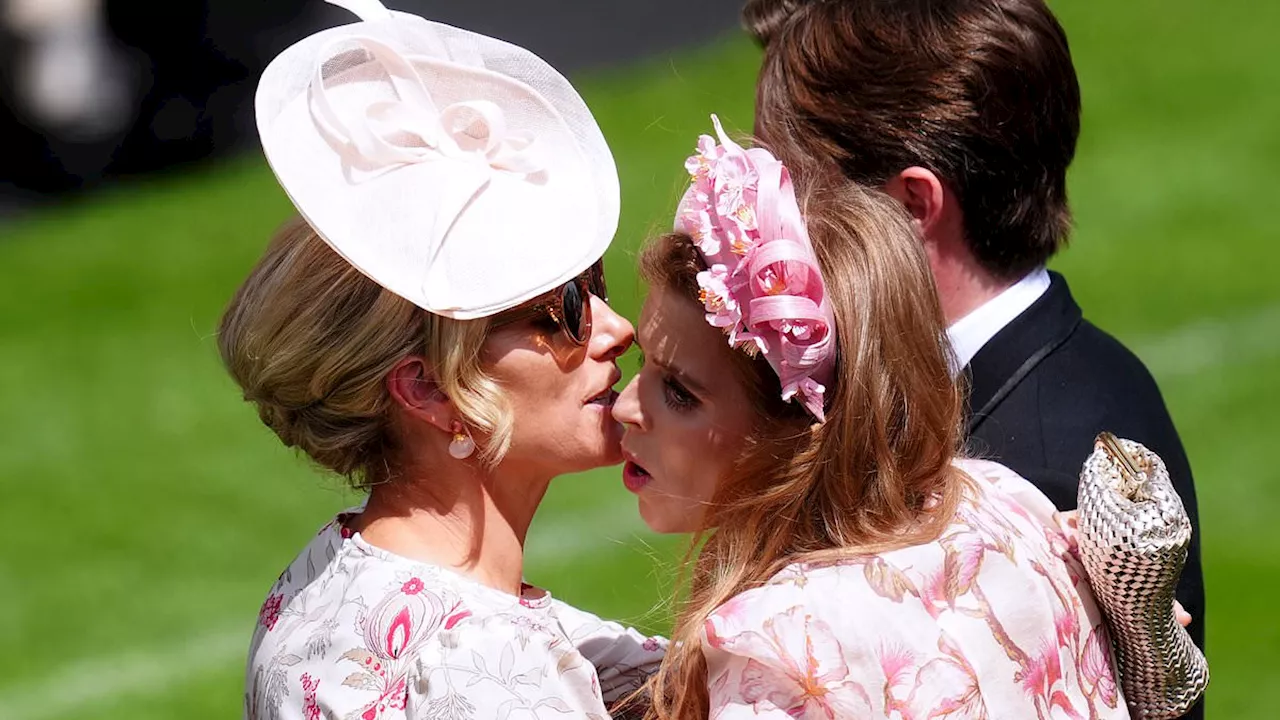 Princess Beatrice, Princess Eugenie and Zara Tindall put on affectionate display as they attend...