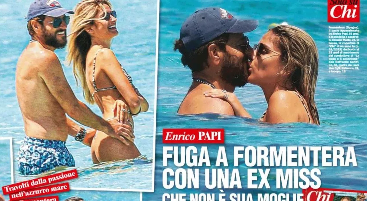 Enrico Papi a Formentera bacia un'altra donna (che non è sua moglie): chi è Claudia Motta, l'ex Miss che ha 35