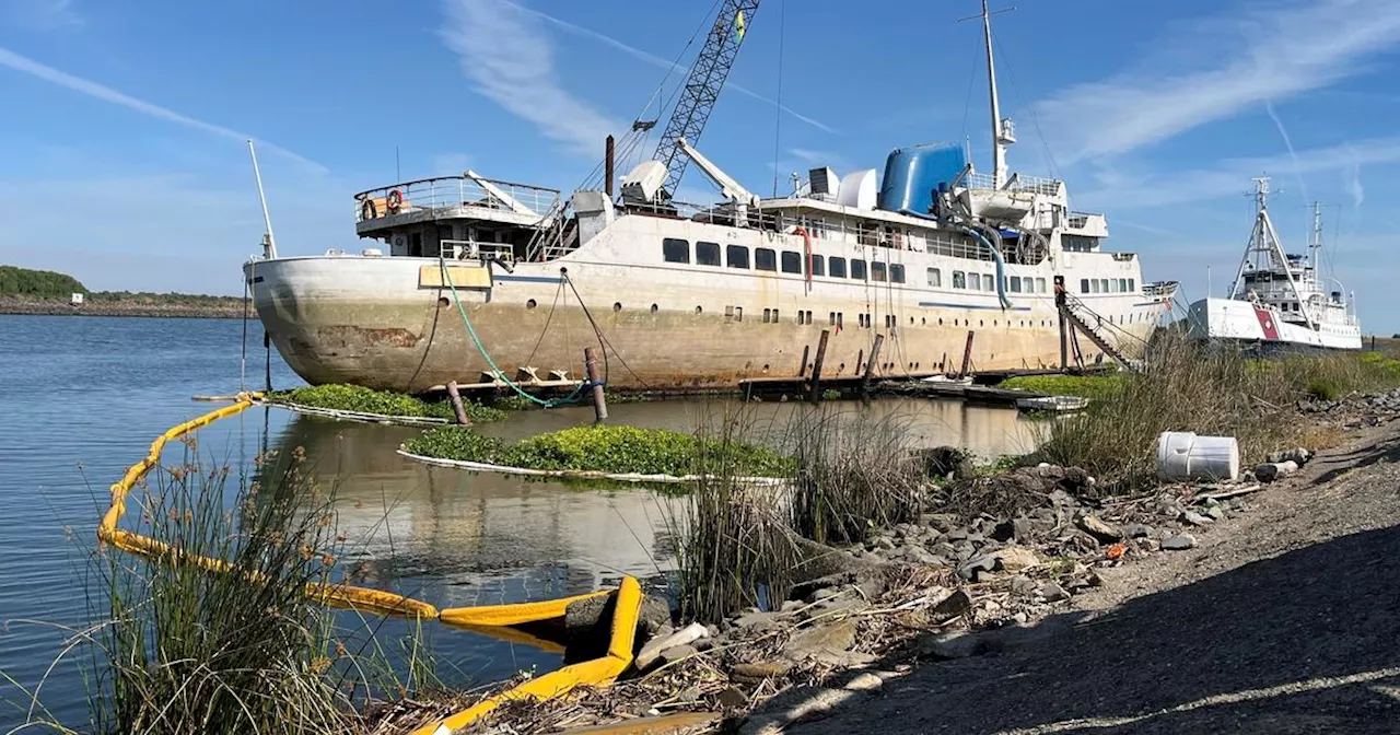 Old cruise ship with Hollywood past sinking into Delta now refloated