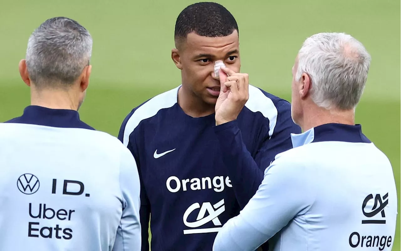 Mbappé retorna aos treinos pela França com curativo no nariz; veja vídeo