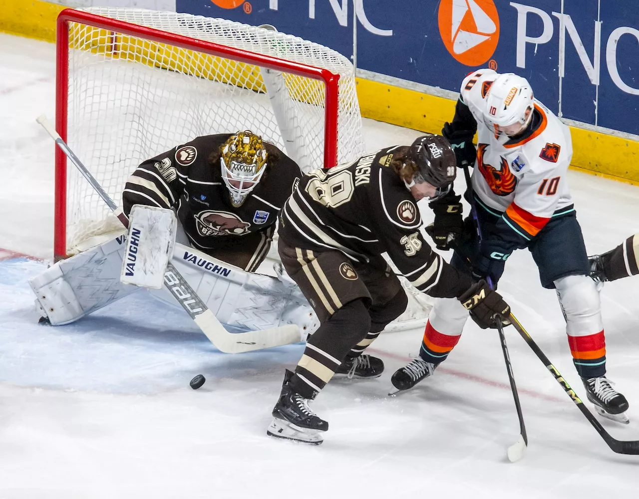 The Hershey Bears can’t match Coachella Valley’s offensive firepower in 6-2 loss in Game 3