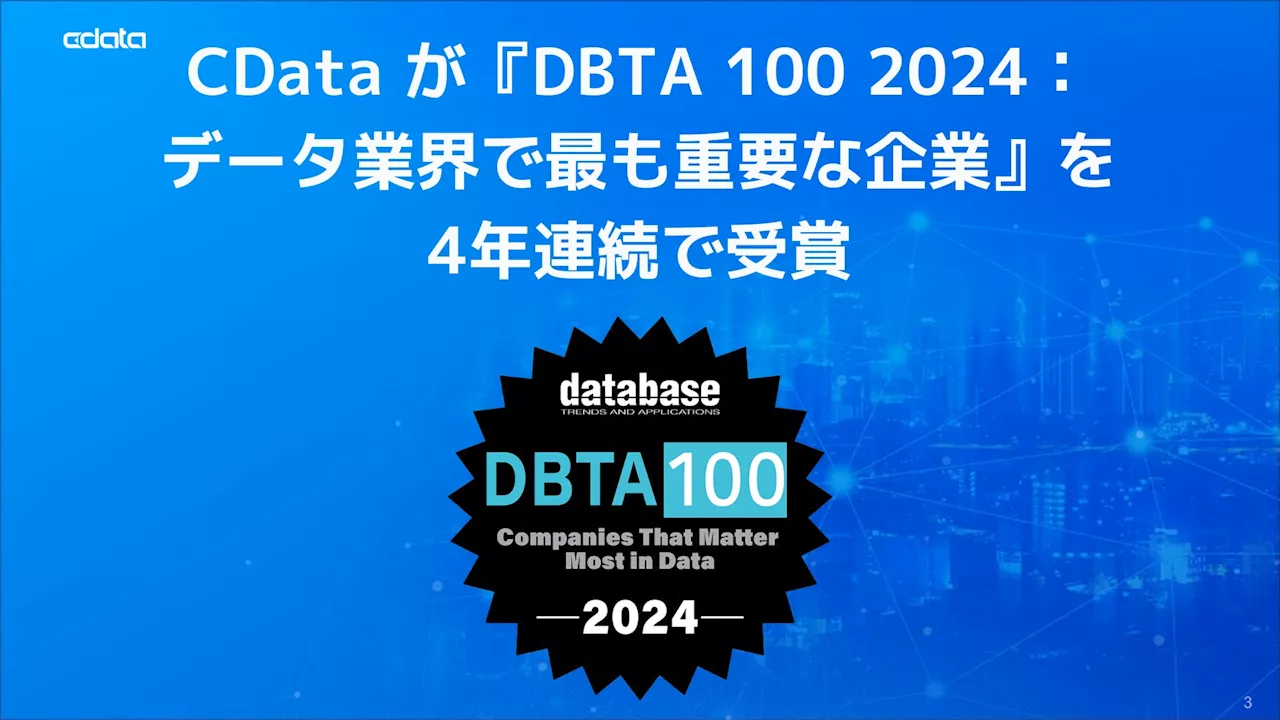 CData が『DBTA 100 2024：データ業界で最も重要な企業』を受賞