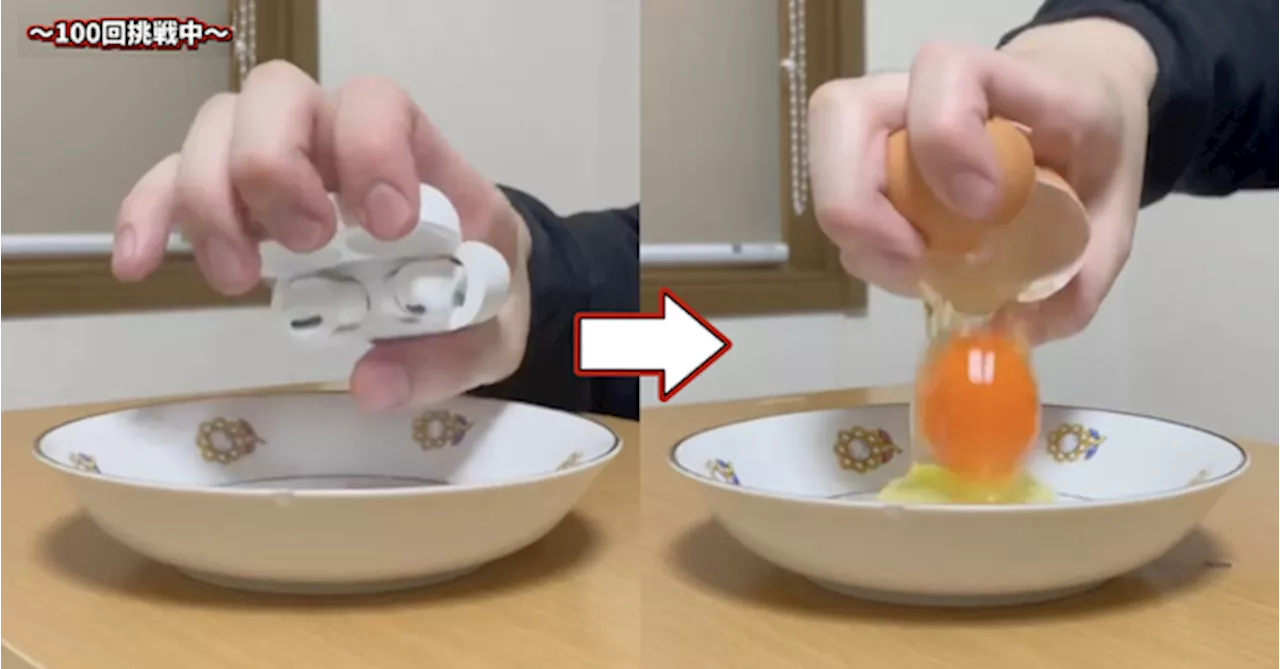 [VIDEO] Man Learns How To Crack An Egg With One Hand After Practising On AirPods 100 Times